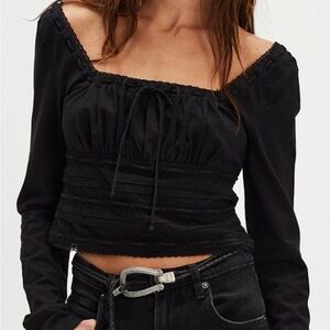 Free People Scarlet smocked Long Sleeve Top SZ XL